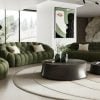 Yolonda Curved Dark Green Tufted Fabric Sofa