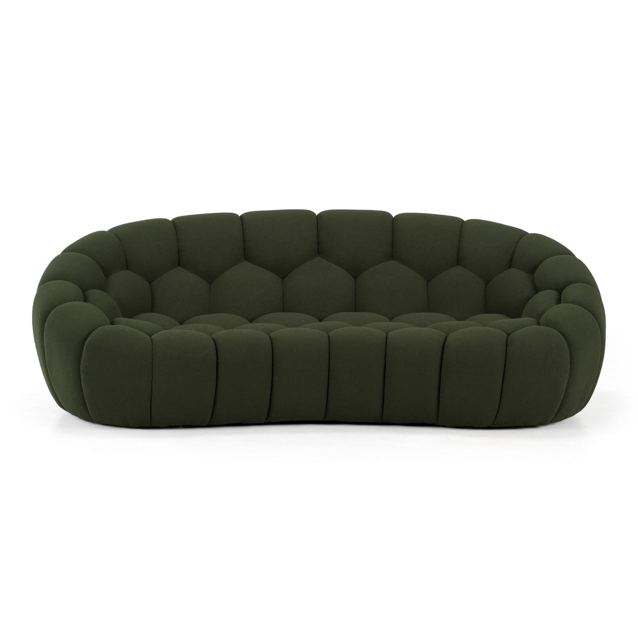 Yolonda Curved Dark Green Tufted Fabric Sofa - Image 8
