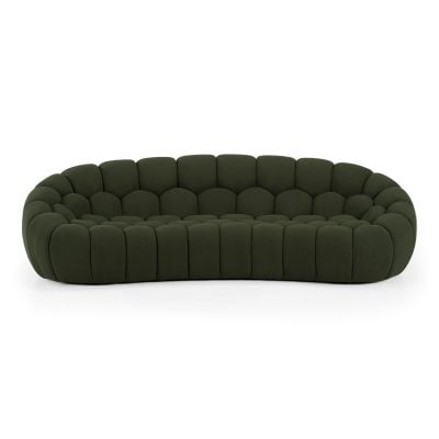 Alternative view of Yolonda Curved Dark Green Tufted Fabric Sofa