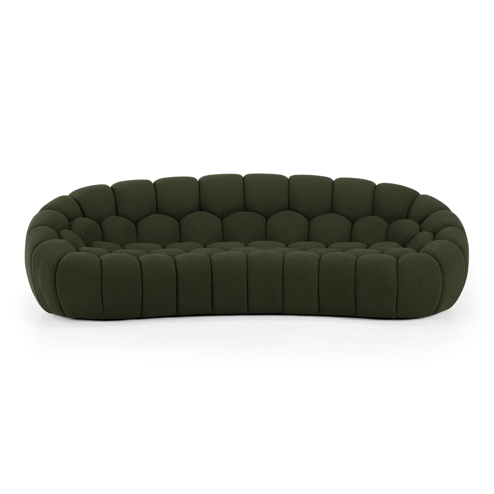 Yolonda Curved Dark Green Tufted Fabric Sofa - Image 2