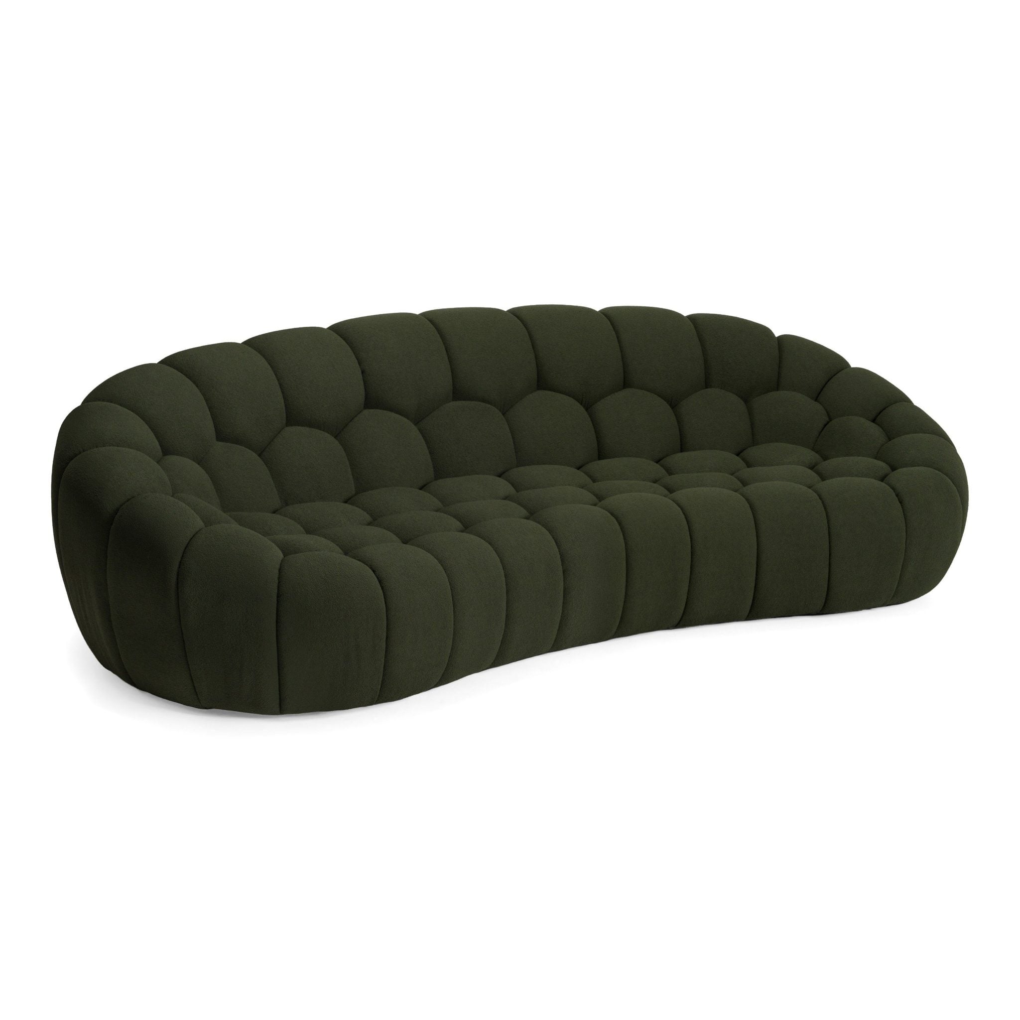 Yolonda Curved Dark Green Tufted Fabric Sofa - Image 3