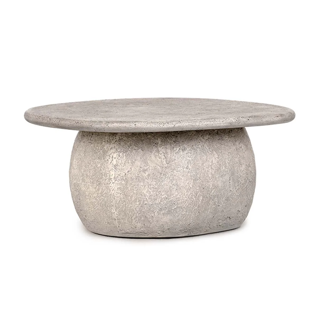 Britney Outdoor Round Grey Concrete Coffee Table