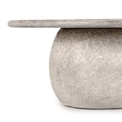 Britney Outdoor Round Grey Concrete Coffee Table