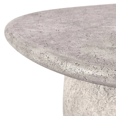 Britney Outdoor Round Grey Concrete Coffee Table