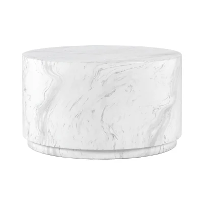 Outdoor White Concrete & Marble Coffee Table