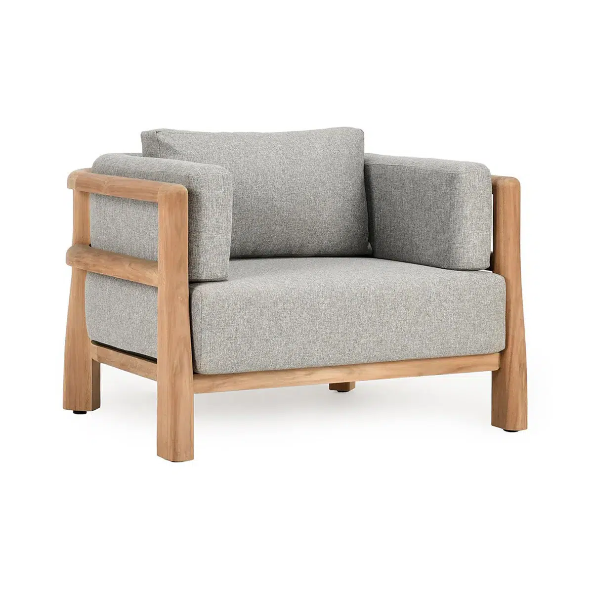 Aston Light Gray & Natural Wood Outdoor Chair