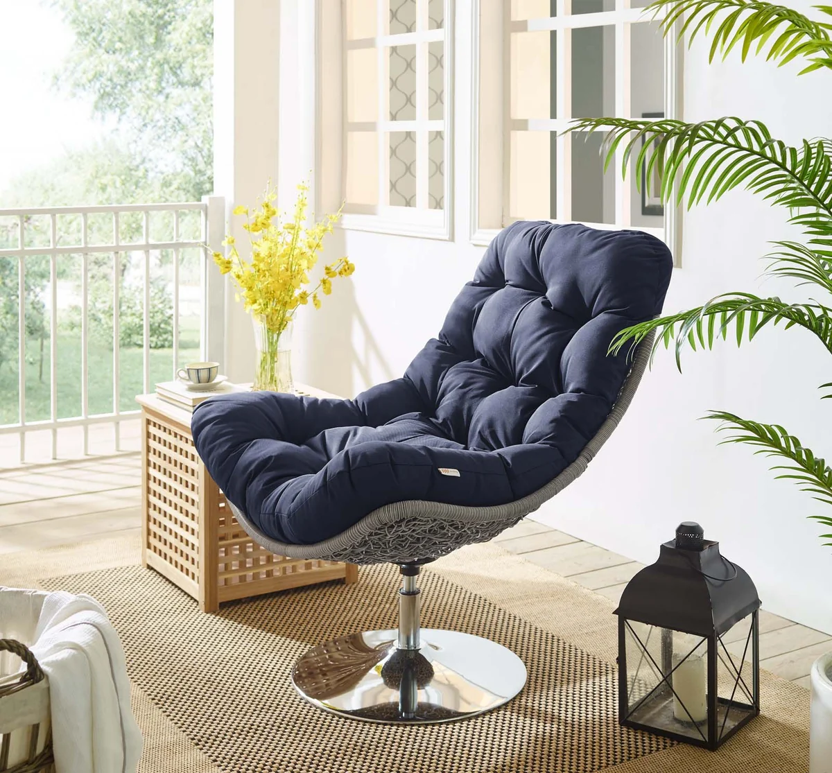 Brighton All Weather Blue Swivel Outdoor Patio Chair