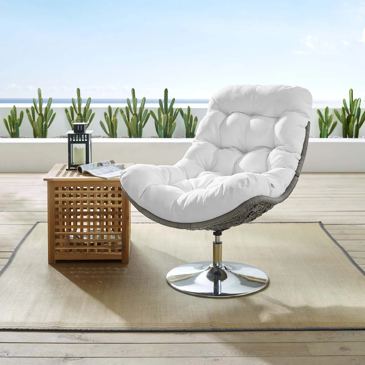 Brighton All Weather White Swivel Outdoor Patio Chair