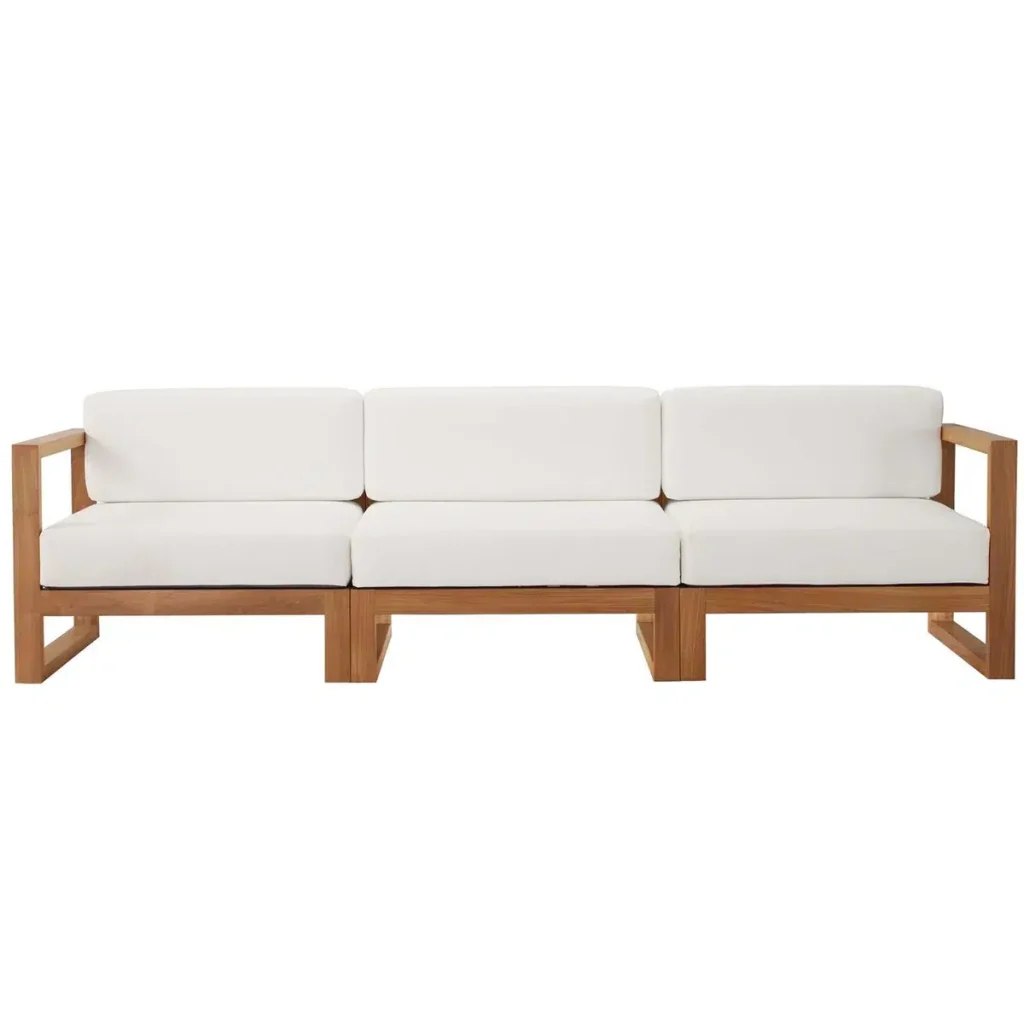 Alternative view of Upland Modular Teak Wood 3 Pc Outdoor Patio Sofa