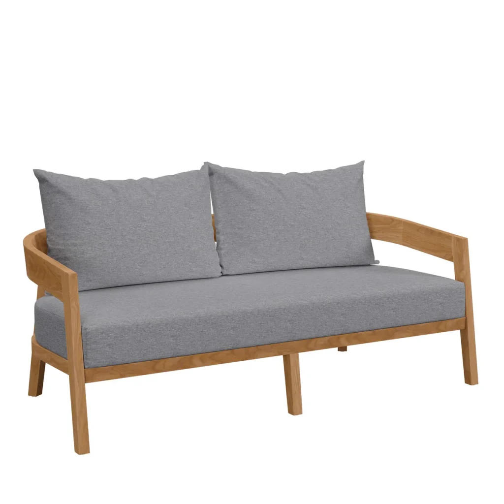 Alternative view of Brisbane Teak Wood Gray Curved Frame Outdoor Patio Sofa