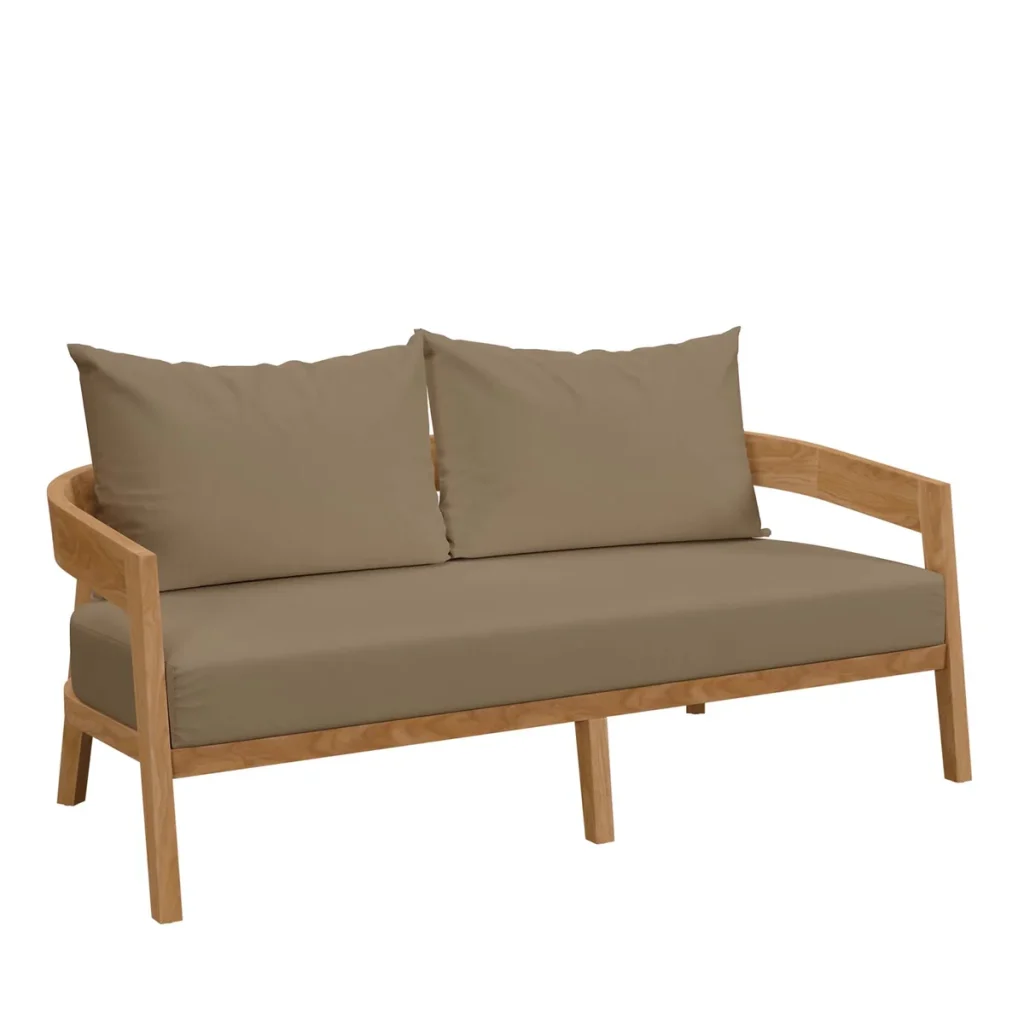 Alternative view of Brisbane Teak Wood Light Brown Curved Frame Outdoor Patio Sofa