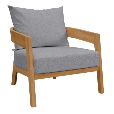 Alternative view of Brisbane Teak Wood Gray Curved Frame Outdoor Patio Chair