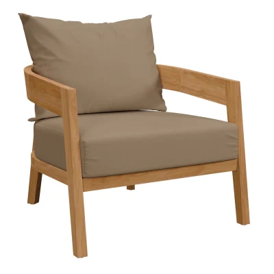 Alternative view of Brisbane Teak Wood Light Brown Curved Frame Outdoor Patio Chair