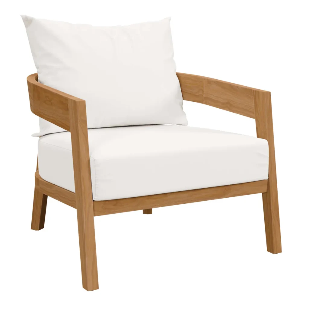 Alternative view of Brisbane Teak Wood White Curved Frame Outdoor Patio Chair