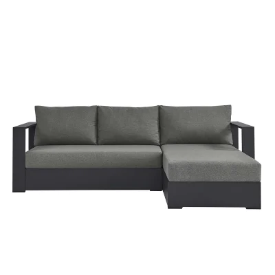 Tahoe 2 Pc Aluminum Black & Dark Gray Outdoor Patio Sectional Sofa Chaise