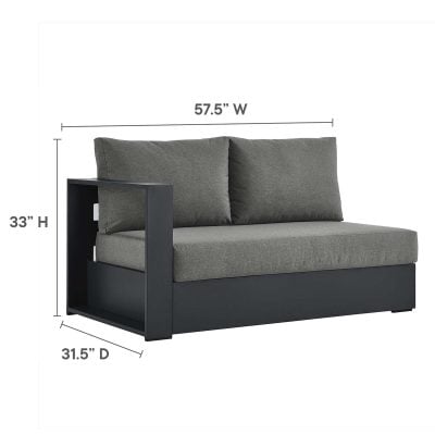 Tahoe 2 Pc Aluminum Black & Dark Gray Outdoor Patio Sectional Sofa Chaise
