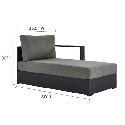 Tahoe 2 Pc Aluminum Black & Dark Gray Outdoor Patio Sectional Sofa Chaise