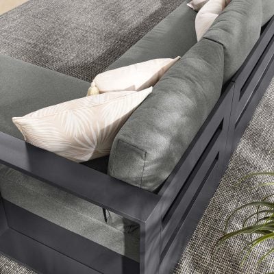 Tahoe 2 Pc Aluminum Black & Dark Gray Outdoor Patio Sectional Sofa Chaise