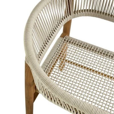 Vienna Beige Rope Curved Back & Natural Wood Outdoor Dining Chair
