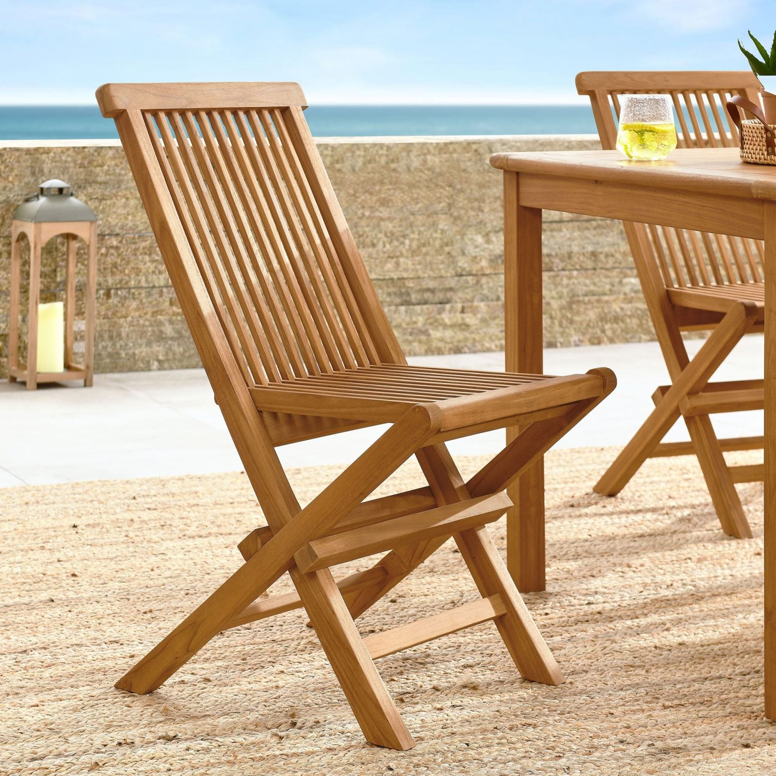 Vienna Set Of 4 Folding Teak Wood Outdoor Dining Chair
