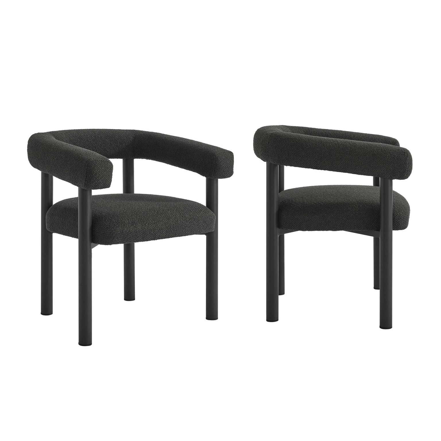 Nautica Set Of 2 Round Aluminum Frame Graphite Gray Outdoor Dining Chairs