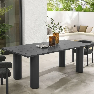 Nautica Rectangle 87” Aluminum Graphite Gray Outdoor Patio Dining Table