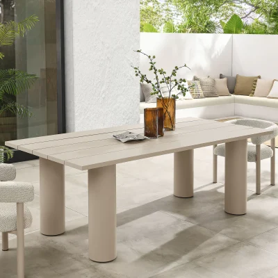 Nautica Rectangle 87” Aluminum Taupe Outdoor Patio Dining Table