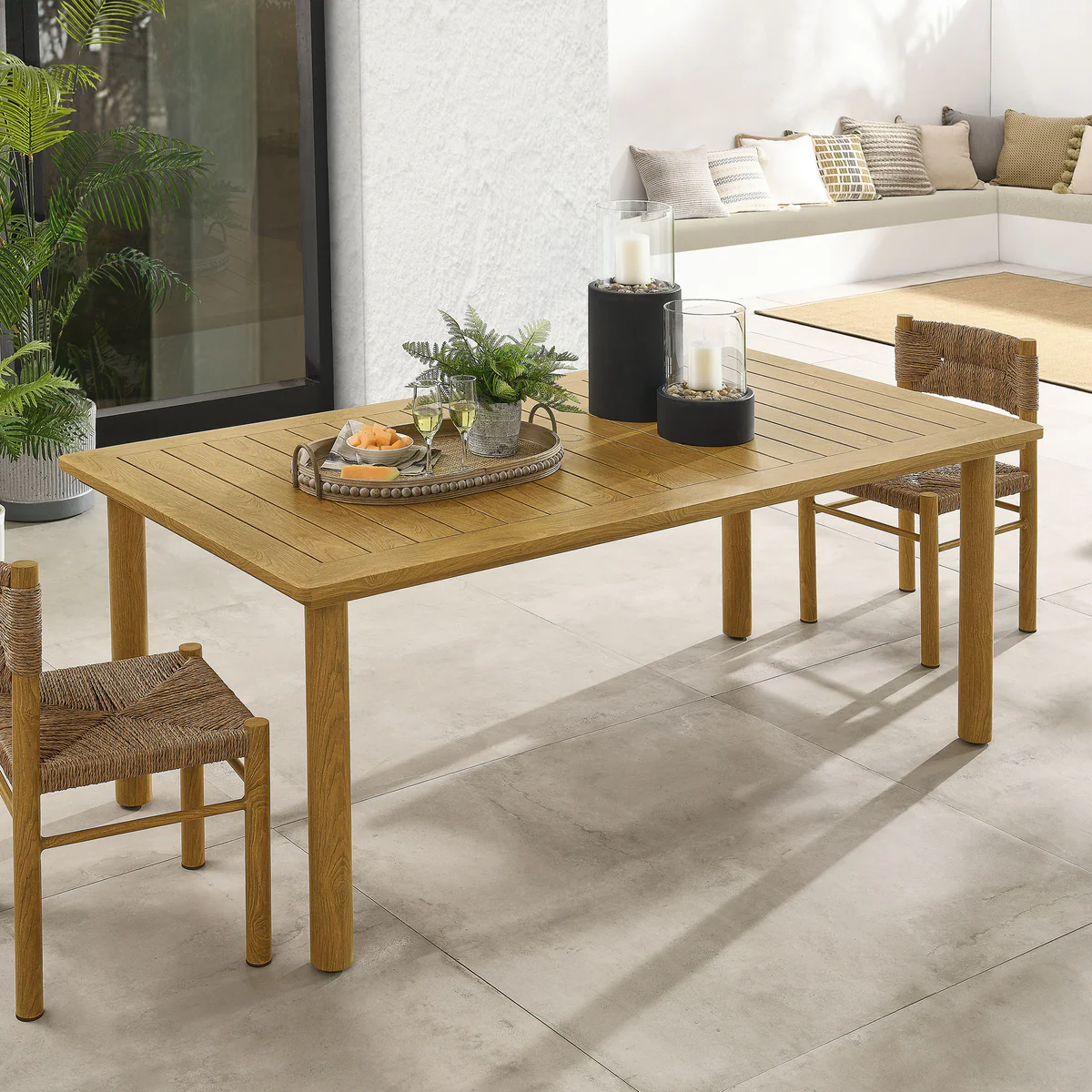 Parkland 76” Light Wood Outdoor Patio Dining Table
