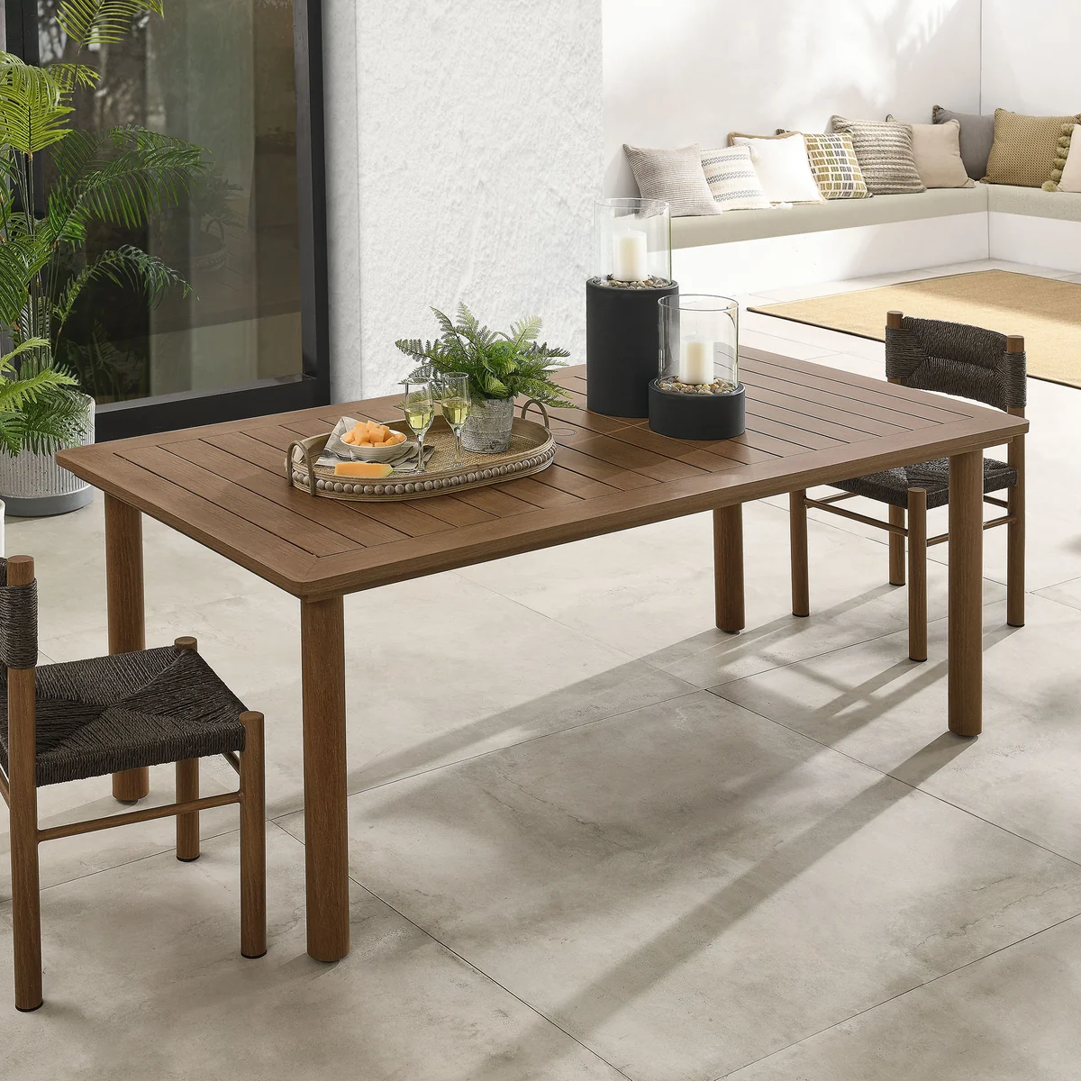 Parkland 76” Dark Wood Outdoor Patio Dining Table