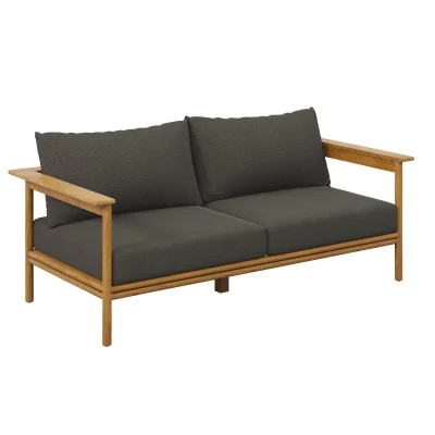 Alternative view of Wren Teak Wood Off Dark Gray Outdoor Patio Sofa