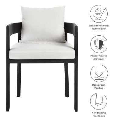 Tahoe Aluminum Curved White Patio Outdoor Dining Chair