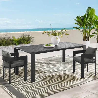 Tahoe Rectangle Aluminum Gray Outdoor Patio Dining Table