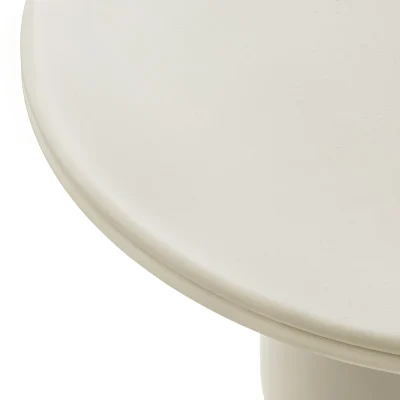 Brion Round White Concrete Outdoor Patio Dining Table - Image 4