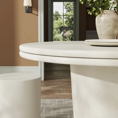 Alternative view of Brion Round White Concrete Outdoor Patio Dining Table
