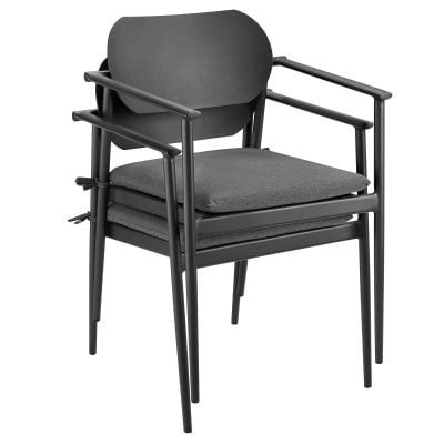 Aeris Grey Stackable Patio Outdoor Dining Chairs - Image 4