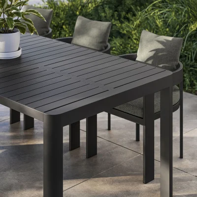 Tahoe Rectangle Extendable Aluminum Gray Outdoor Patio Dining Table - Image 5