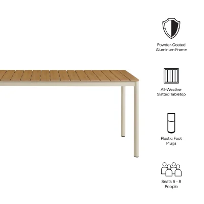 Finn Aluminum & Wood Top Outdoor Patio Dining Table