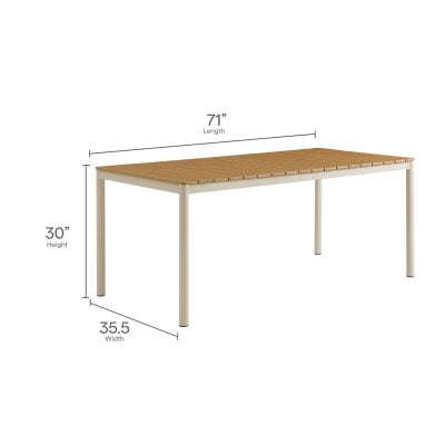 Finn Aluminum & Wood Top Outdoor Patio Dining Table