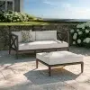 Northlake 2 Pc Teak Wood, White Loveseat & Ottoman