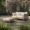 Eleni 2 Pc Teak Wood Gray Loveseat & Ottoman