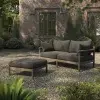 Eleni 2 Pc Teak Wood Dark Gray Loveseat & Ottoman