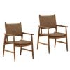 Araya Twisted Wicker &Teak Wood Outdoor Dining Chair ( Set Of 2 )
