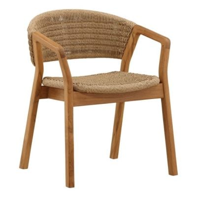 Arrow Twisted Wicker & Teak Wood Outdoor Dining Chair