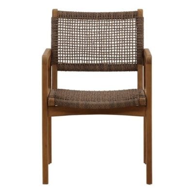 Camila Braided Wicker & Teak Wood Outdoor Dining Chair ( Set Of 2 )