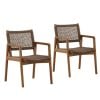 Camila Braided Wicker & Teak Wood Outdoor Dining Chair ( Set Of 2 )