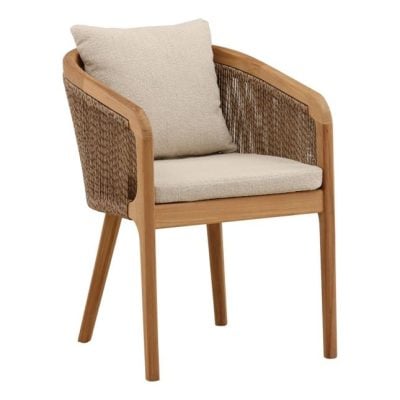 Cian Natural Wood & Olefin Outdoor Dining Chair