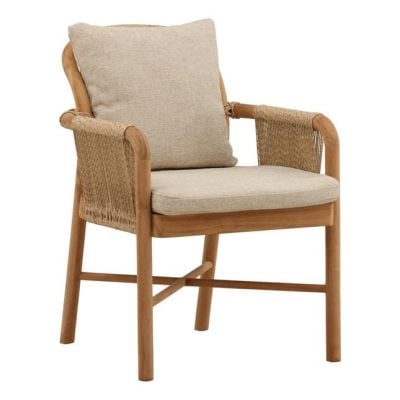 Roisin Natural Wood & Olefin Outdoor Dining Chair