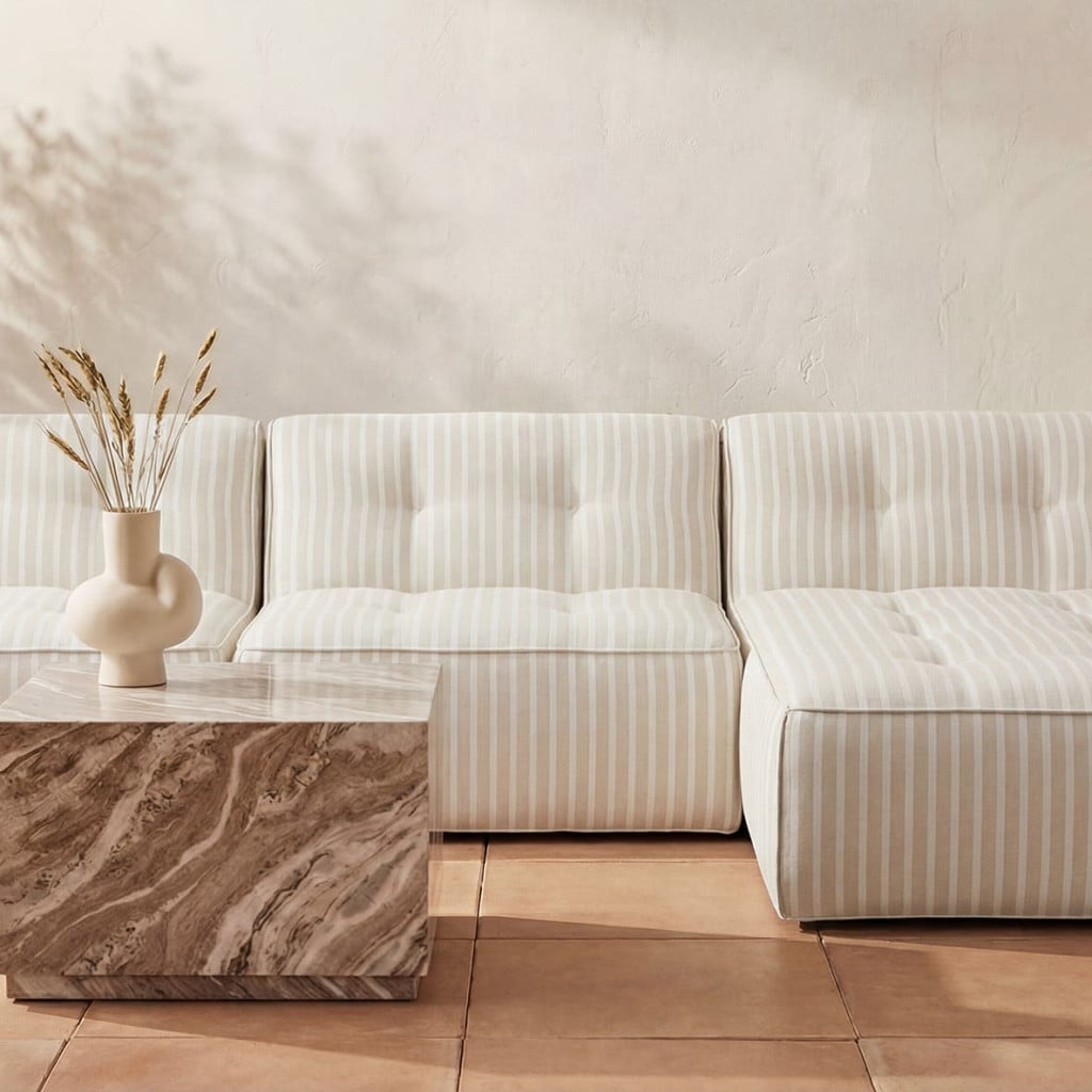Sunseeker 3 Pc Stripe Quick Dry Padded Foam Outdoor Chaise Patio Sectional Sofa
