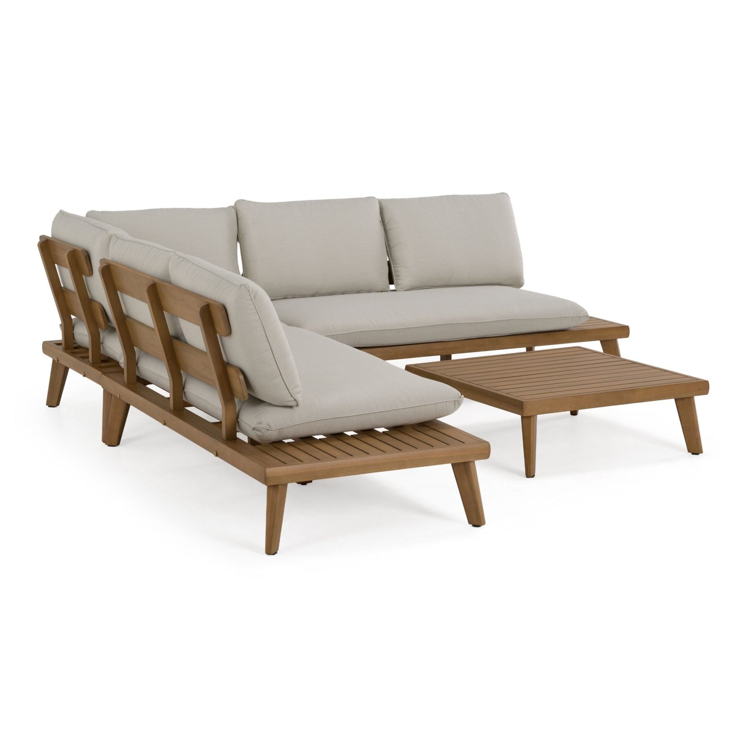 Alternative view of Tavira Eucalyptus Teak Wood Side Table White Outdoor Sectional Sofa