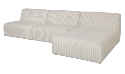 Sunseeker 3 Pc Stripe Quick Dry Padded Foam Outdoor Chaise Patio Sectional Sofa